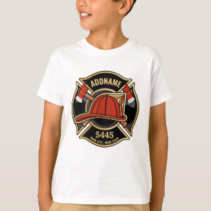 Brandman ADD NAMN Brandstation Avdelning Märke T Shirt
