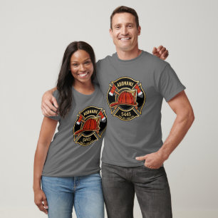 Brandman ADD NAMN Brandstation Avdelning Märke T Shirt