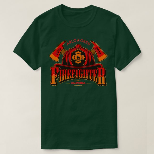Brandman Ax Fire Hat Personlig Boy Named Ar T Shirt (Design framsida)