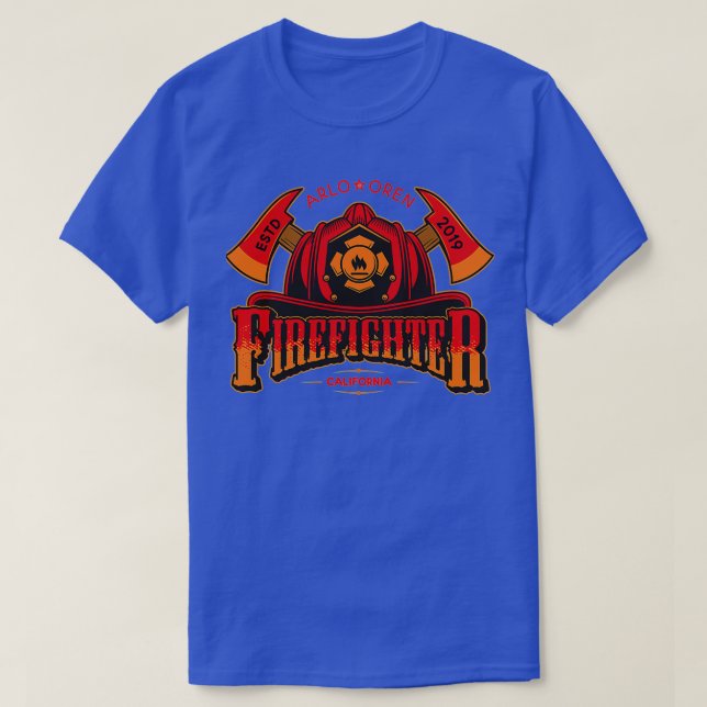Brandman Ax Fire Hat Personlig Boy Named Ar T Shirt (Design framsida)