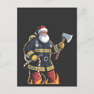Brandman Brandbil Julgran Tomte Jul Meddelande Vykort