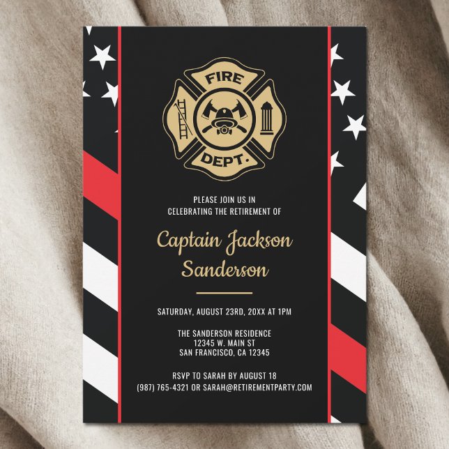 Brandman Brandkår Brandman Pension Inbjudningar (Fireman Fire Department Firefighter Retirement Invitation)
