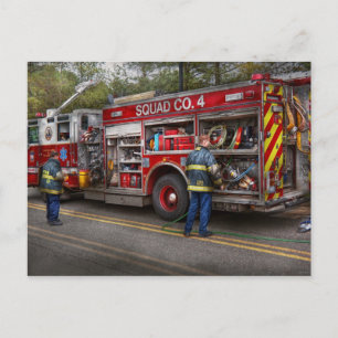 Brandmän - den moderna branden lastbil vykort