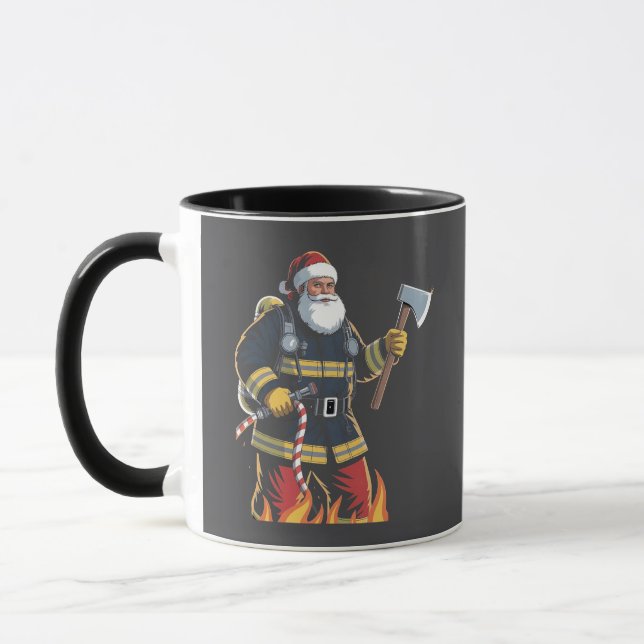 Brandman Eldröd Julgran Tomte Jul  Mugg (Vänster)