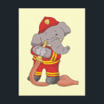 Brandman Elephant Tshirts och Gifts Vykort<br><div class="desc">Om du är tittar för en söt och färglös brandkampdesign,  så har du hittat den! Eldkombattant Elephant T-shirts,  sweatshirts,  hoar,  mugg,  kort,  klistermärken,  knappar och andra brandkårer och gåvor med en söt elefantbrandman som ska spruta sig med slangen av misstag!</div>