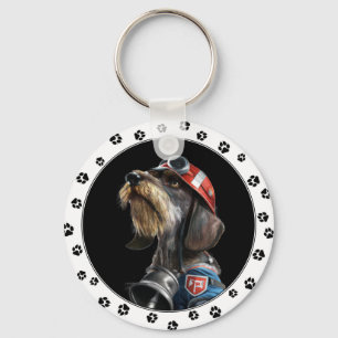 Brandman Fire Chief Wire-Hair Dachshund Hund Nyckelring