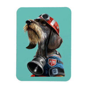 Brandman Fire Chief Wire-hair Dachshund Magnet