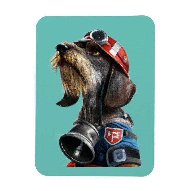 Brandman Fire Chief Wire-hair Dachshund Magnet (Vertikal)
