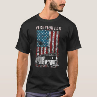 Brandman Fire lastbil Distress Firefighter America T Shirt