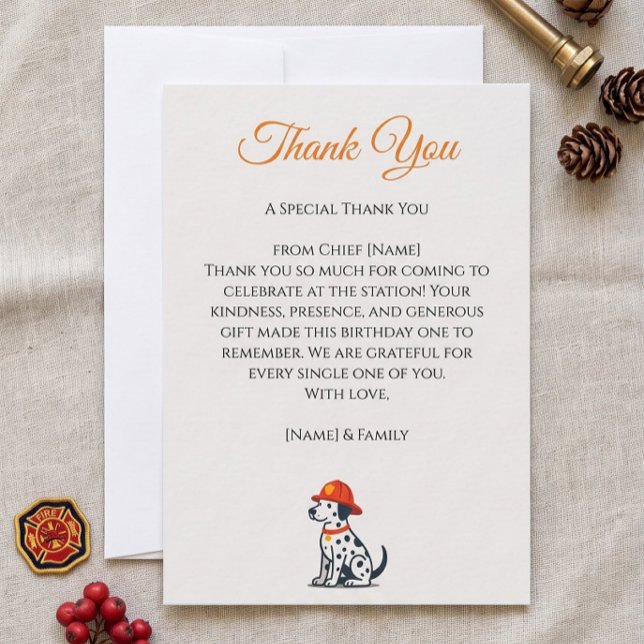 Brandman Födelsedag Tack Kort (Firefighter Birthday Thank You Card)