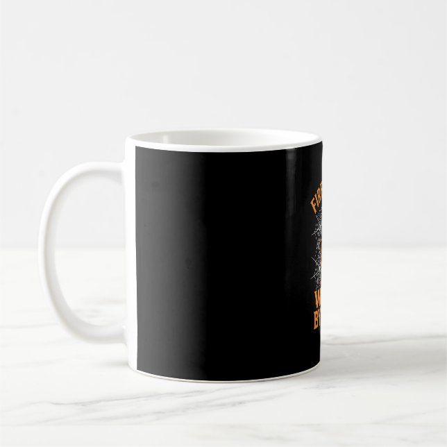 Brandman Halloween Häxa Natt Design Kaffemugg (Vänster)
