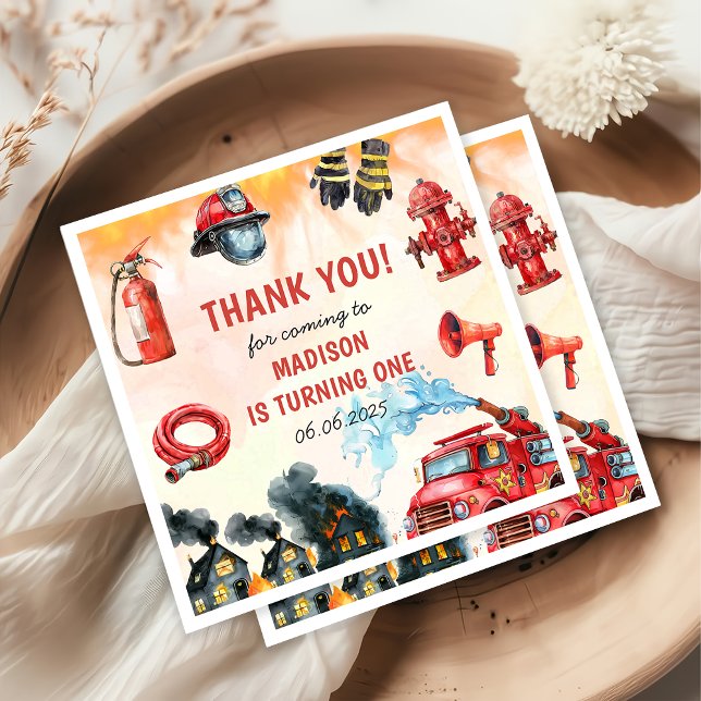 Brandmän i Lastbil 1:a födelsedagen Party Pappersservett (Skapare uppladdad)