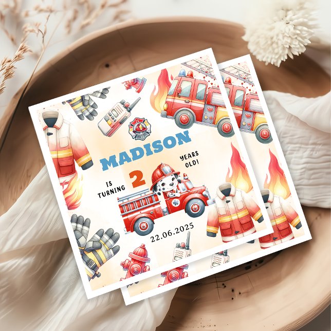 Brandmän i Lastbil 2:a födelsedag Party Pappersservett (Skapare uppladdad)
