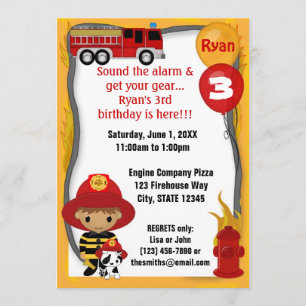Brandman i Lastbil Dalmatien Birthday FF02A Inbjudningar
