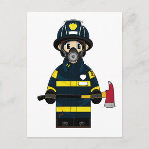 Brandmän i Respirator Postcard Vykort