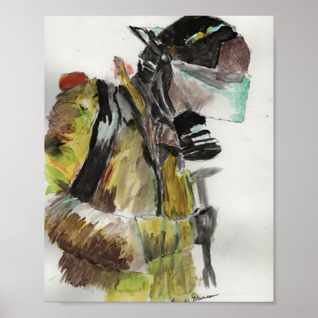 Brandmän i vattenfärg poster (Framsidan)