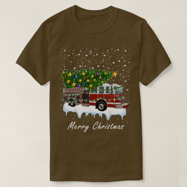 Brandmän Julgran vid Lastbil Fire Julafton 1 T Shirt (Design framsida)