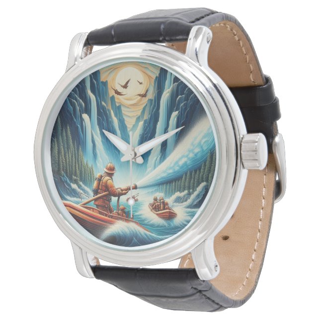 Brandmän lastade på båten armbandsur (Vinklad)