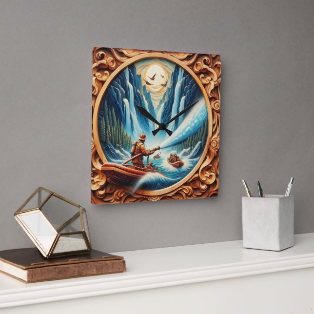 Brandmän lastade på båten fyrkantig klocka (Kontor)