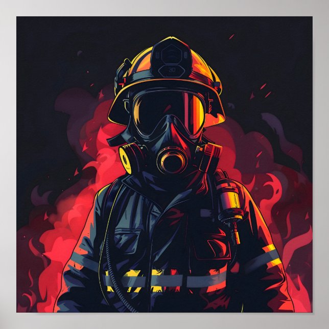 Brandmän med Mörk bakgrund Poster (Framsidan)