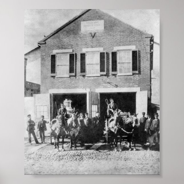 Brandmän med utrustning poster (Framsidan)