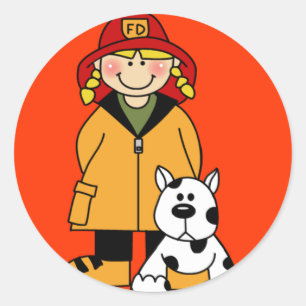 Brandmän och Hund Runt Klistermärke