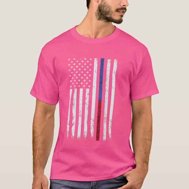 Brandmän och poliser Thin Red & Blue Line T Shirt (Framsida)