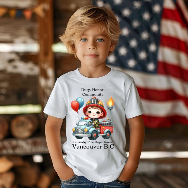 Brandmän på en färglös lastbil med ballonger t shirt (Skapare uppladdad)