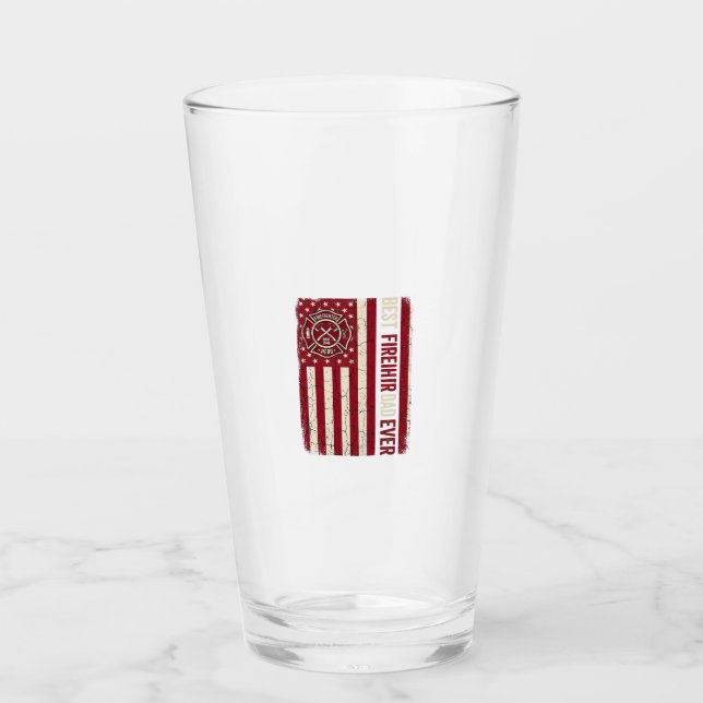 Brandman Pappa Vertikal Flagga Vintage Glaskopp (Framsida)