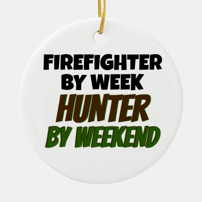 Brandman per dag Hunter vid Helg Julgransprydnad Keramik (Framsidan)