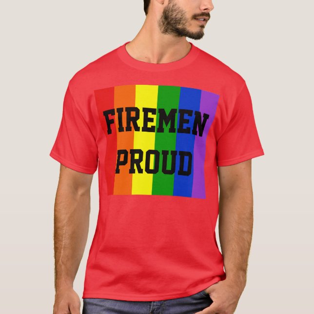 Brandmän Proud Gay Rainbow Mörk T-Shirt (Framsida)