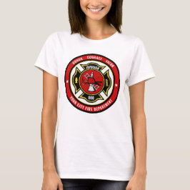 Brandman Räddning TILLÄGG NAMN Brandkår Badge T Shirt