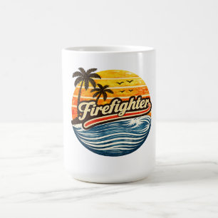 Brandman Retro Solnedgångsdesign Kaffemugg