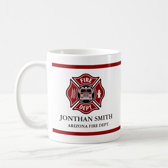 Brandman Rött Malteserkors Brandkår Mug Kaffemugg (Vänster)