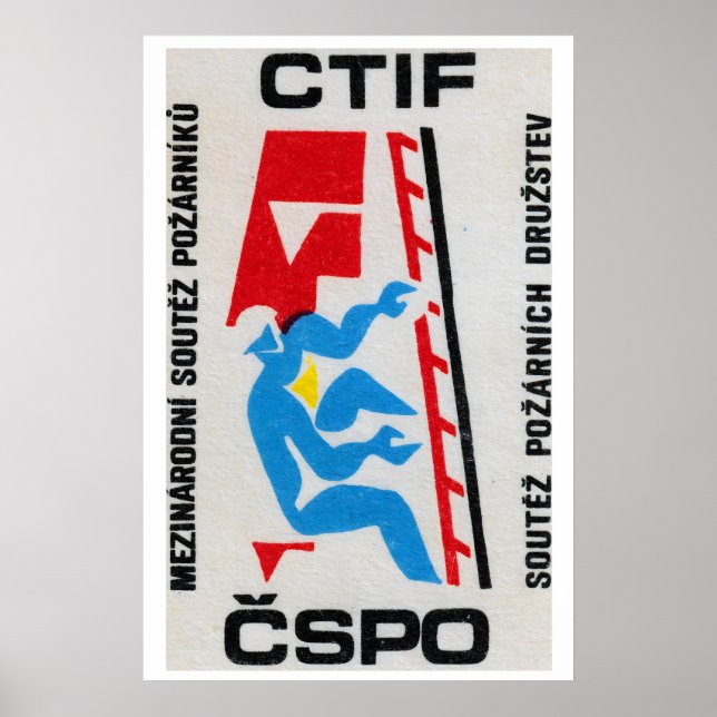 Brandman som klättrar på stege - Matchboxtryck Poster (Framsidan)