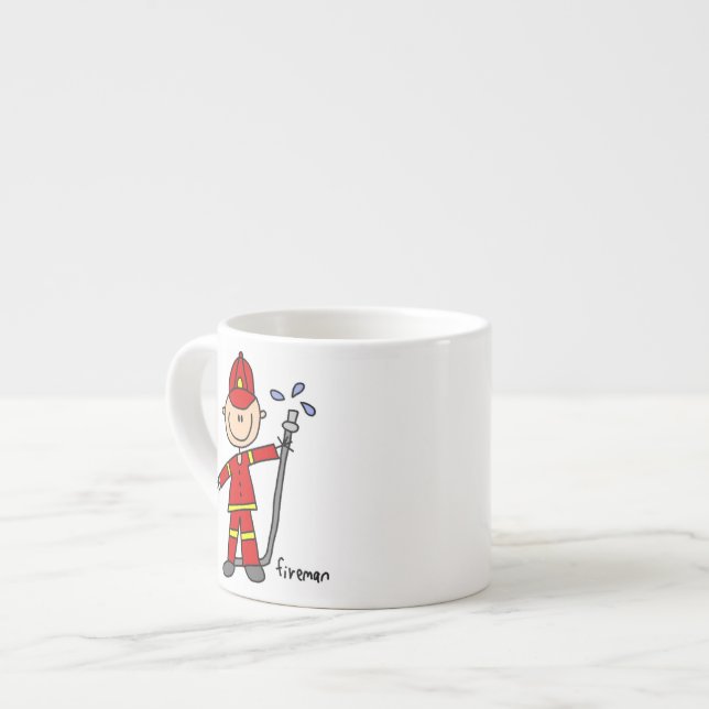 Brandman stickfigur espressomugg (Framsida vänster)