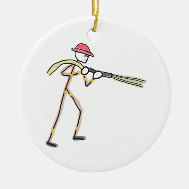 Brandman Stickman Julgransprydnad Keramik (Framsidan)