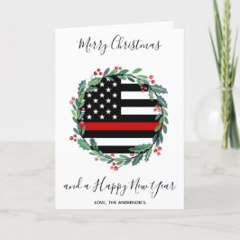 Brandman Thin Red Line-Helgdag för julkrans Helgkort