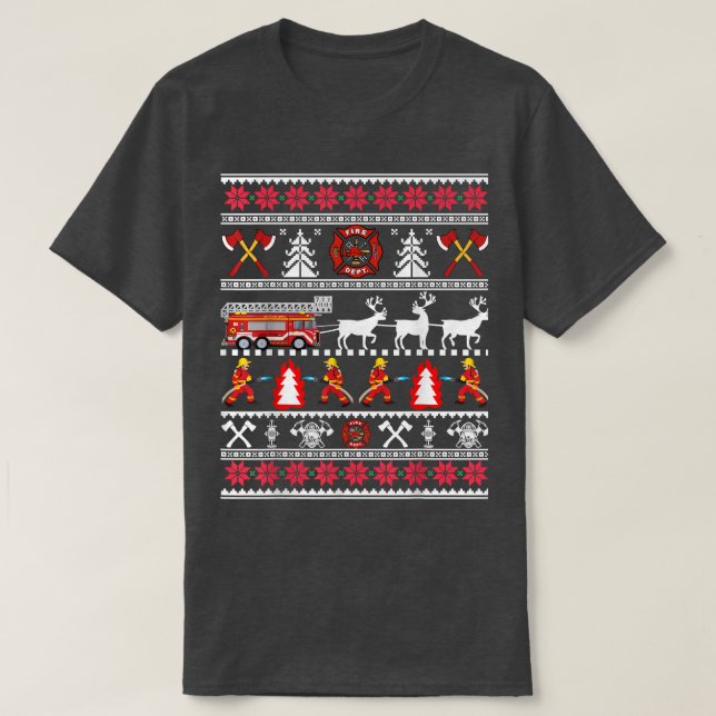 Brandman Ugly jul Sweater, Fireman Fire D T Shirt (Design framsida)