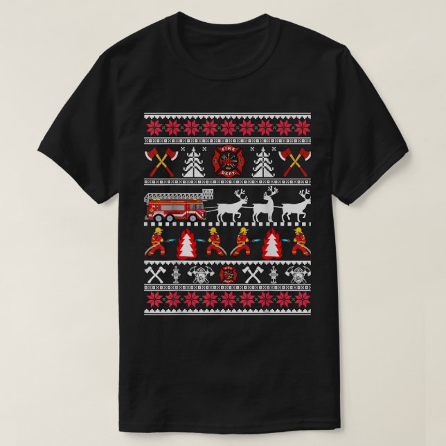 Brandman Ugly jul Sweater, Fireman Fire D T Shirt (Design framsida)
