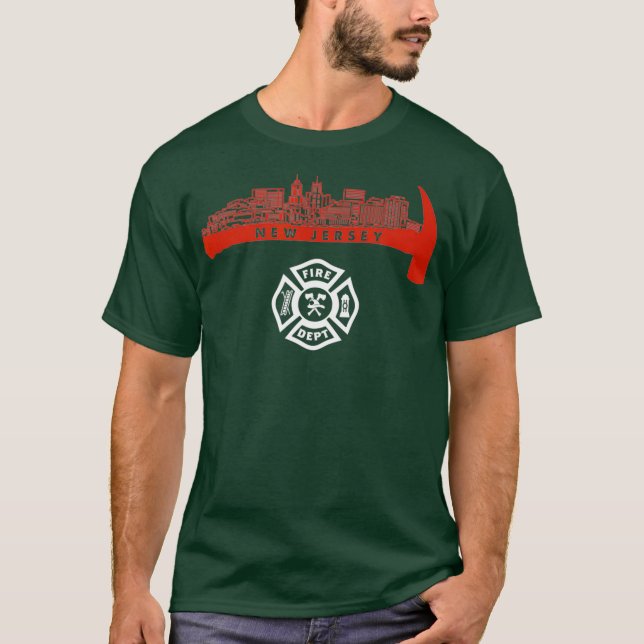 Brandmän vid new jersey brandkår Rädding Departmen T Shirt (Framsida)