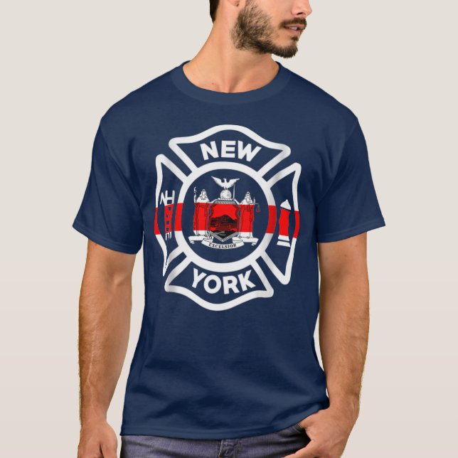 Brandmän vid New York Fire Police Department T Shirt (Framsida)