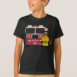 Brandmannen och avfyrar motorT-tröja Tee Shirt