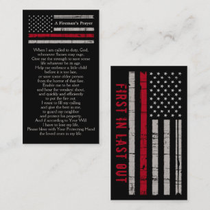 Brandmanns bön Bulk Firefighter Thin Red Line Bu Visitkort