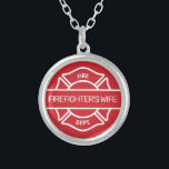 Brandmanns fru Red     Silverpläterat Halsband<br><div class="desc">Välj önskad färg,  ändra texten efter behov</div>