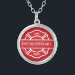 Brandmanns fru Red     Silverpläterat Halsband<br><div class="desc">Välj önskad färg,  ändra texten efter behov</div>