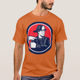 Brandmansbrandsläckare som innehar brandsläcknings t shirt