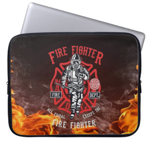 Brandmansemblem med flamma och Fullt Laptop Fodral