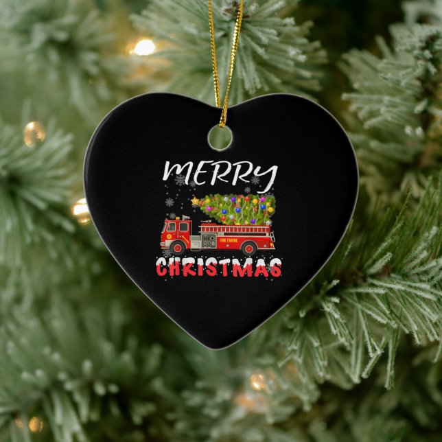 Brandmansfamiljen Lastbil-brandbekämpningen i Gräs Julgransprydnad Keramik (Träd)