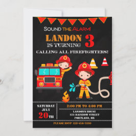 Brandmansfödelsedag: Brand lastbil party Inbjudningar